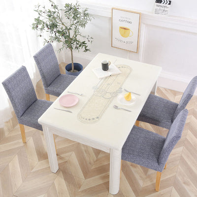 Sininen Harmaa Kangas Tuolinpäällinen