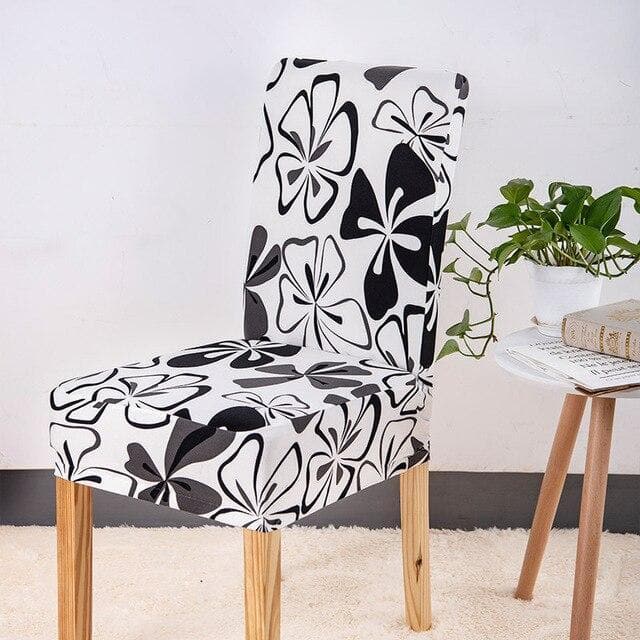 Valkoinen Tuolinpäällinen Mustilla Kukilla Tahiti