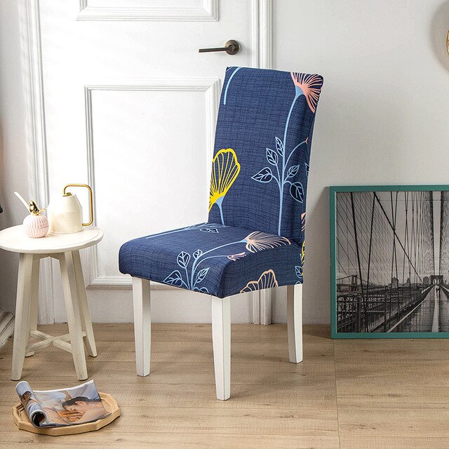 Tummansininen Kasvikuvioinen Tuolinpäällinen