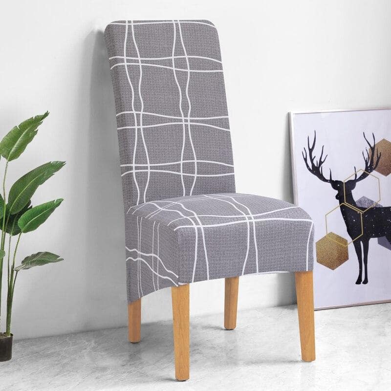 Suurikokoinen Harmaaruudullinen Tuolinpäällinen