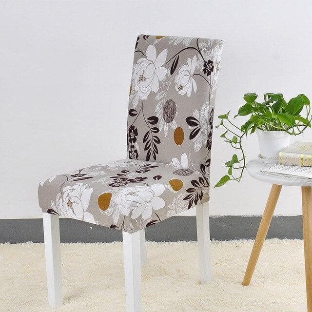 Harmaa Kukkainen Tuolinpäällinen